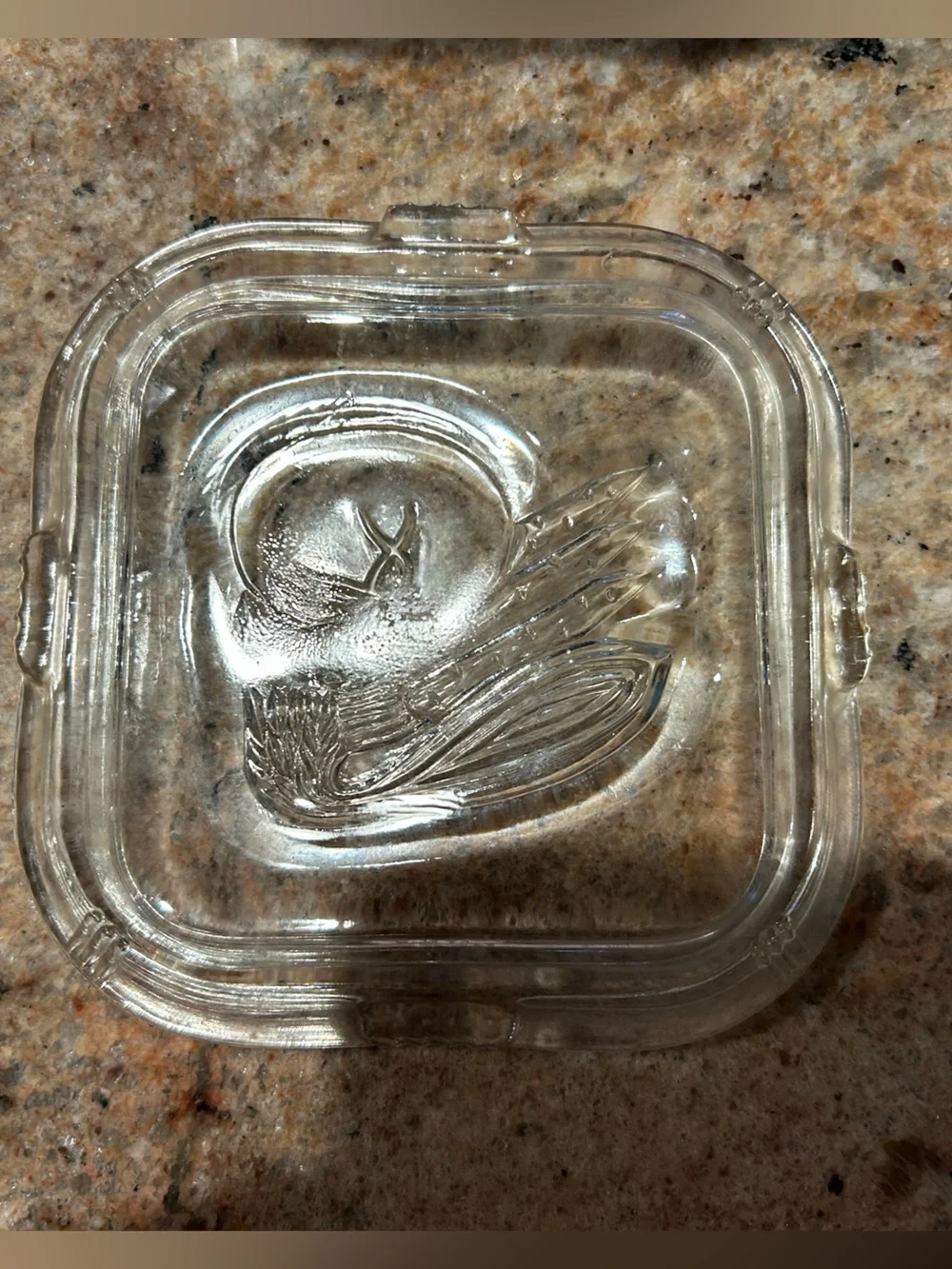 Vintage Ribbed Federal Glass Refrigerator Box w/ (2) Embossed Lids. 4.25”x2.75”
